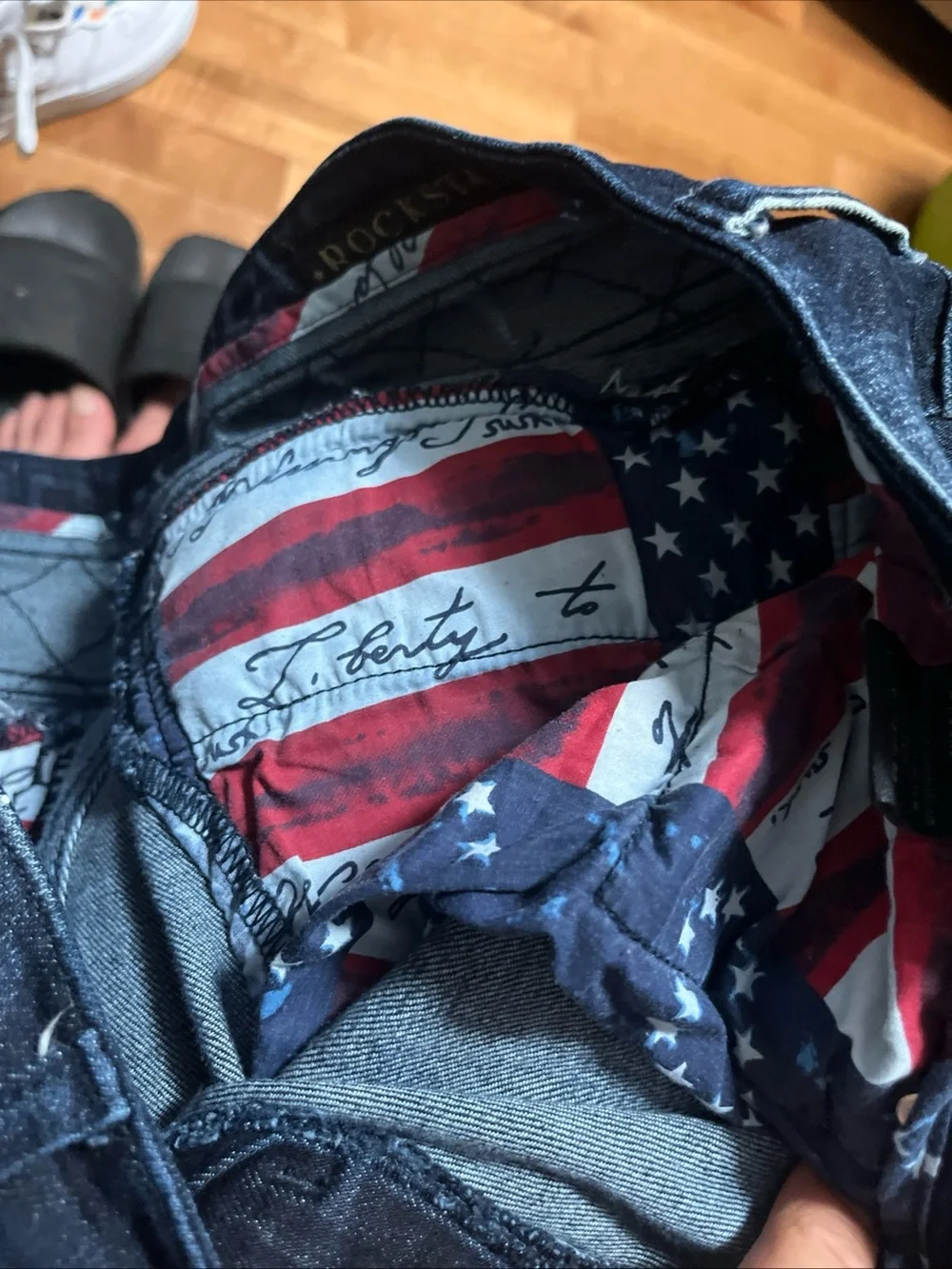 Rockstar Men's Dark Blue Distressed Paint-Splatter Jeans size 40
